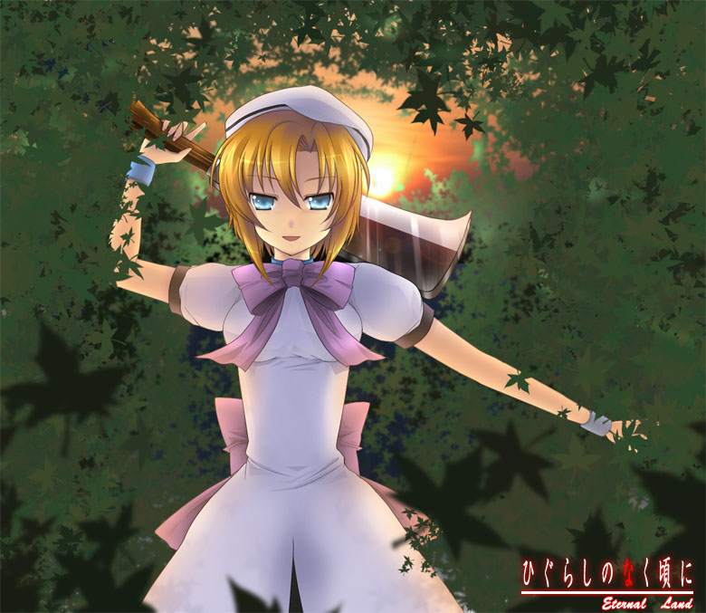 6u (eternal land), kiyu, ryuuguu rena, higurashi no naku koro ni, 00s, 1girl, crazy eyes, female focus, solo, thighhighs