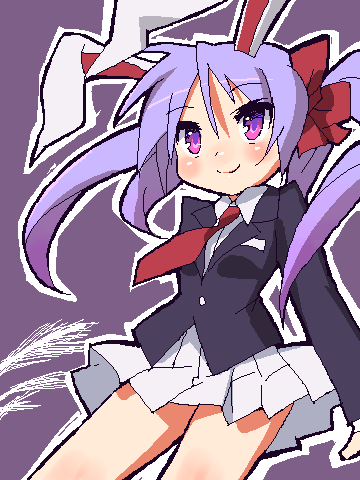 9law, hiiragi kagami, reisen udongein inaba, lucky star, touhou, bad id, bad pixiv id, lowres, 1girl, animal ears, cosplay, female focus, oekaki, rabbit ears, reisen udongein inaba (cosplay), solo