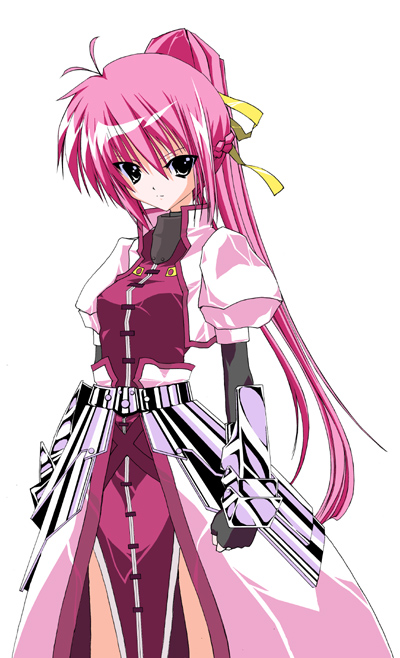 signum, lyrical nanoha, mahou shoujo lyrical nanoha, mahou shoujo lyrical nanoha a's, non-web source, 00s, armor, ponytail, solo
