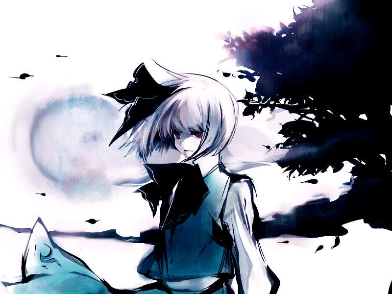 o (pixiv), konpaku youmu, konpaku youmu (ghost), perfect cherry blossom, touhou, bad id, bad pixiv id, 1girl, female focus, hitodama, red eyes, short hair, solo