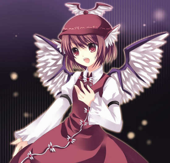 takase kanan, mystia lorelei, touhou, 1girl, female focus, hat, open mouth, short hair, solo, wings