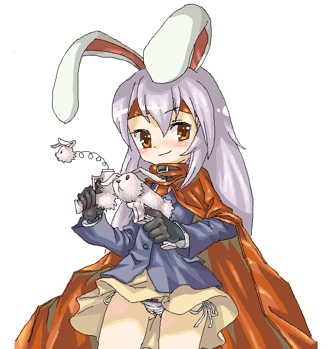 reisen udongein inaba, vincent valentine, advent cirno, final fantasy, final fantasy vii, touhou, 1girl, advent reisen, animal ears, brown eyes, cameltoe, cape, cosplay, female focus, panties, pantyshot, purple hair, rabbit ears, side-tie panties, skirt, smile, solo, standing, striped clothes, striped panties, underwear, upskirt, vincent valentine (cosplay)