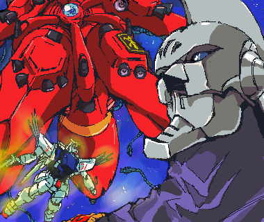 carozzo ronah, f91 gundam, rafflesia, gundam, gundam f91, lowres, 1990s (style), helmet, mecha, oekaki, retro artstyle, robot
