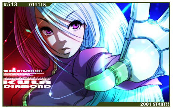 falcoon, kula diamond, snk, the king of fighters, 1girl, blue hair, cryokinesis, female focus, gloves, long hair, purple eyes, solo