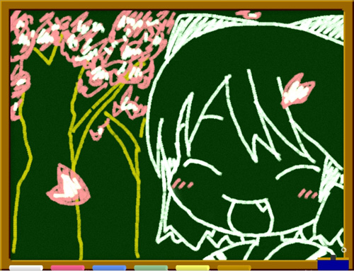 kiira, original, lowres, tagme, chalkboard, cherry blossoms, solo