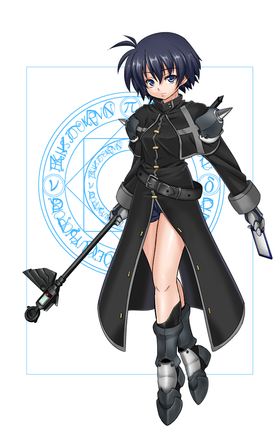 nagii, chrono harlaown, s2u, lyrical nanoha, mahou shoujo lyrical nanoha, gender request, 00s, 1girl, card, female focus, genderswap, holding, holding card, solo, staff