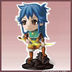 lowres, 1girl, blue hair, chibi, female focus, oekaki, solo, sword, weapon