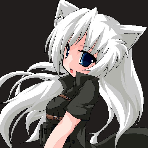 kanidiru, kanijiru, lowres, 1girl, animal ears, female focus, oekaki, solo, white hair
