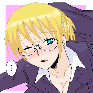 lowres, tagme, 1girl, blonde hair, female focus, glasses, oekaki, solo