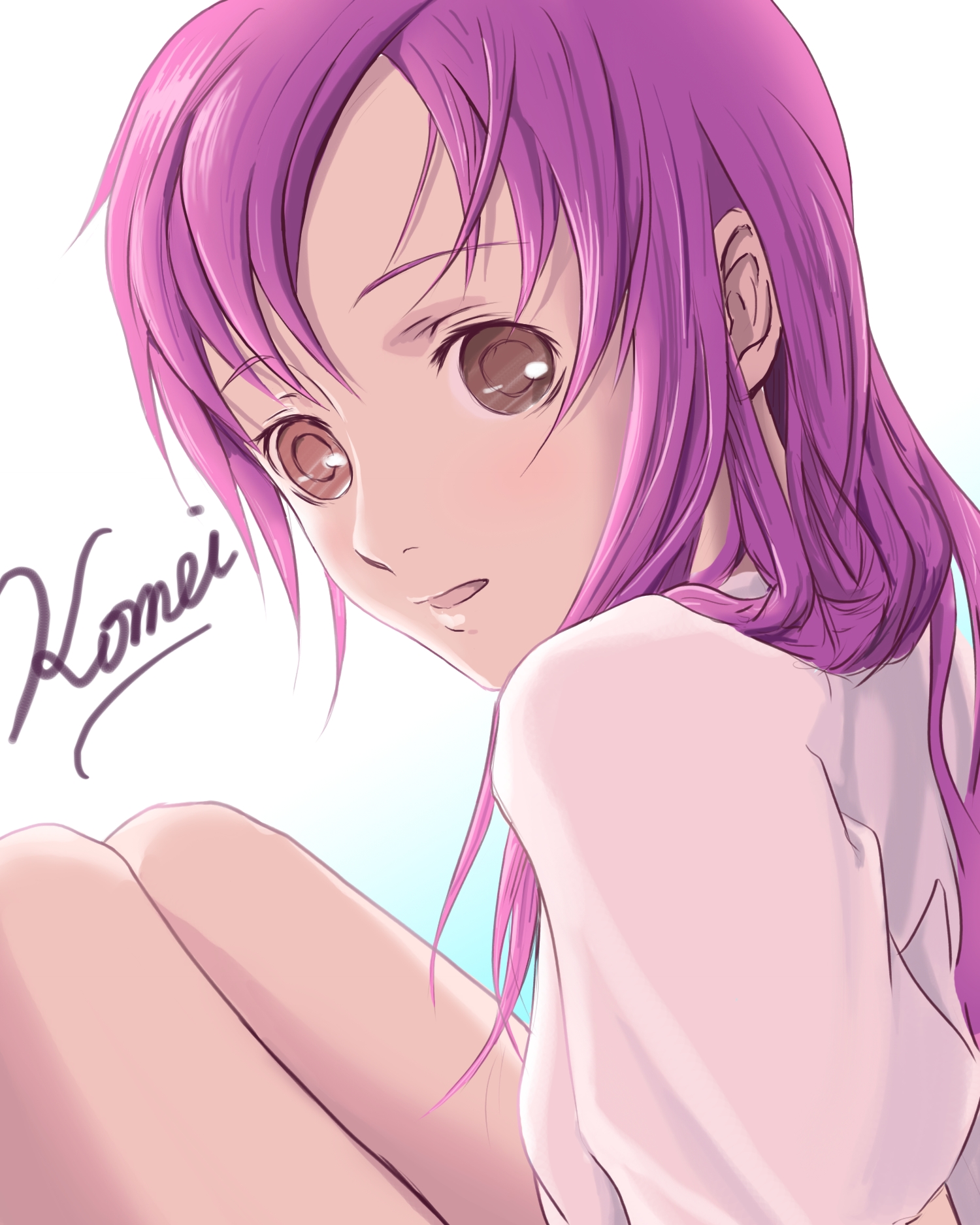 miyahara koumei, original, highres, 1girl, brown eyes, female focus, long hair, purple hair, solo