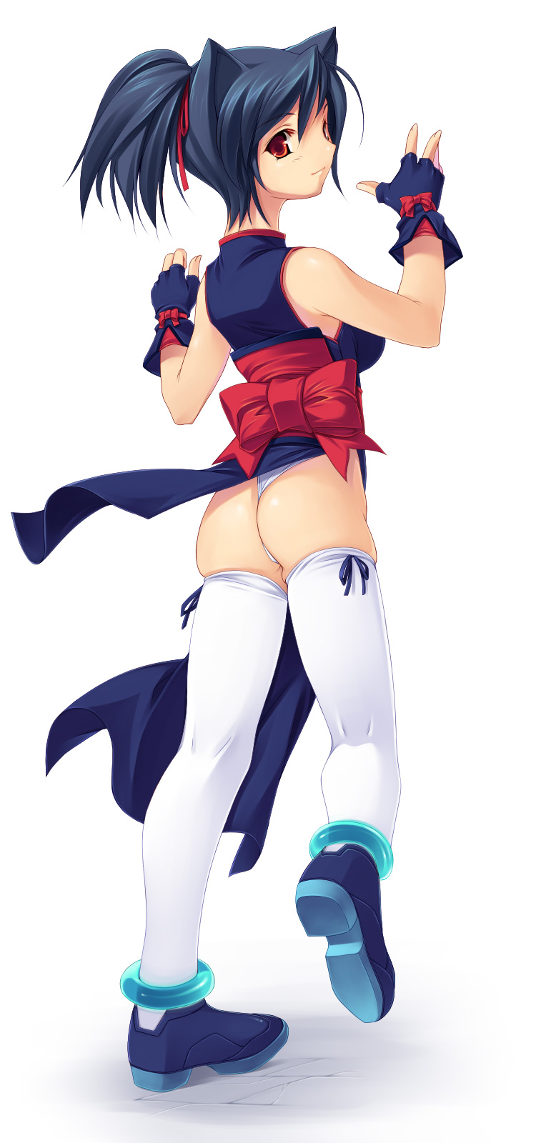 kinoshita ichi, highres, 1girl, animal ears, ass, female focus, pelvic curtain, solo, thighhighs