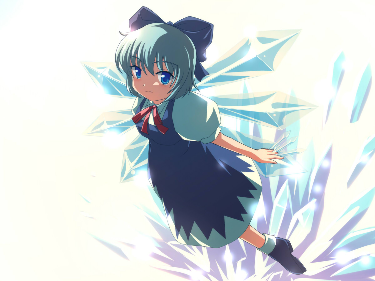tdk, cirno, embodiment of scarlet devil, touhou, 1girl, bow, female focus, full body, solo