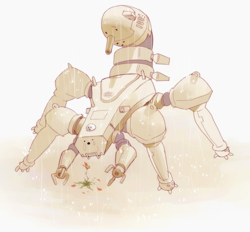 mayumi, tachikoma, ghost in the shell, bad id, bad pixiv id, mecha, no humans, rain, robot, tears