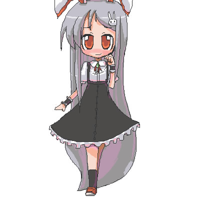 tao, tao (kadoya), reisen udongein inaba, touhou, lowres, 1girl, animal ears, female focus, oekaki, rabbit ears, simple background, solo, waitress, white background