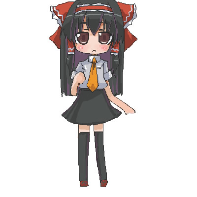 tao, tao (kadoya), hakurei reimu, touhou, lowres, 1girl, female focus, oekaki, simple background, solo, thighhighs, white background