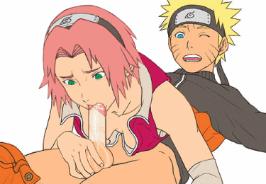 yamamiya hiroshi, haruno sakura, uzumaki naruto, naruto (classic), naruto (series), animated, animated gif, lowres, third-party edit, 1boy, 1girl, blonde hair, fellatio, hetero, oral, penis, pink hair, sex, uncensored
