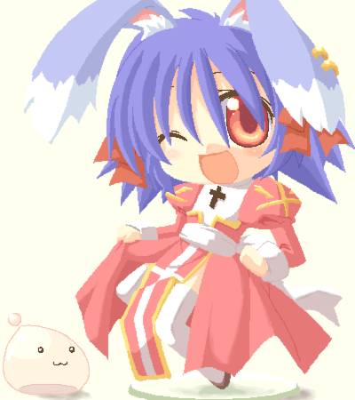lowres, 1girl, animal ears, blue hair, chibi, female focus, oekaki, solo