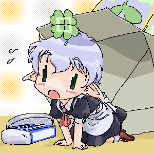 lowres, tagme, box, chibi, elf, oekaki, pointy ears, solo