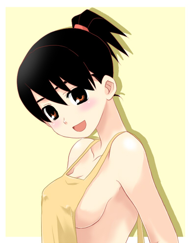 ookusa manami, sayonara zetsubou sensei, lowres, non-web source, 00s, apron, naked apron, okusa manami, solo