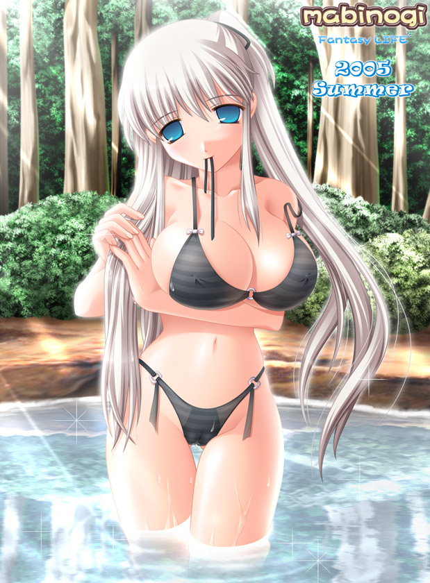 nao, mabinogi, kafu, bikini, blue eyes, breasts, cleavage, huge breasts, swimsuit, water