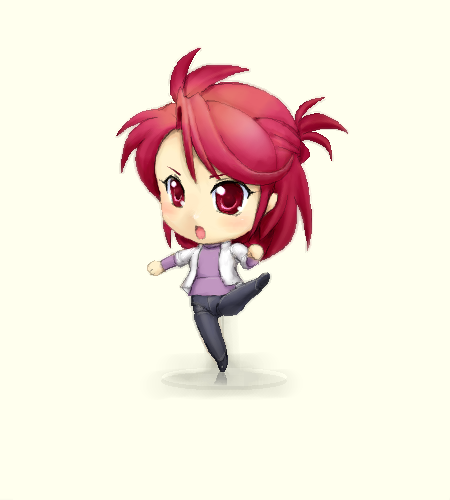 yagisaka seto, nendoroid, original, lowres, 1girl, chibi, female focus, oekaki, red hair, solo