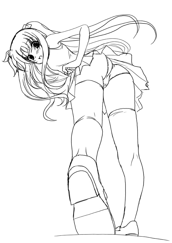frapowa, fate testarossa, lyrical nanoha, mahou shoujo lyrical nanoha, mahou shoujo lyrical nanoha strikers, 00s, greyscale, monochrome, panties, sketch, solo, thighhighs, underwear