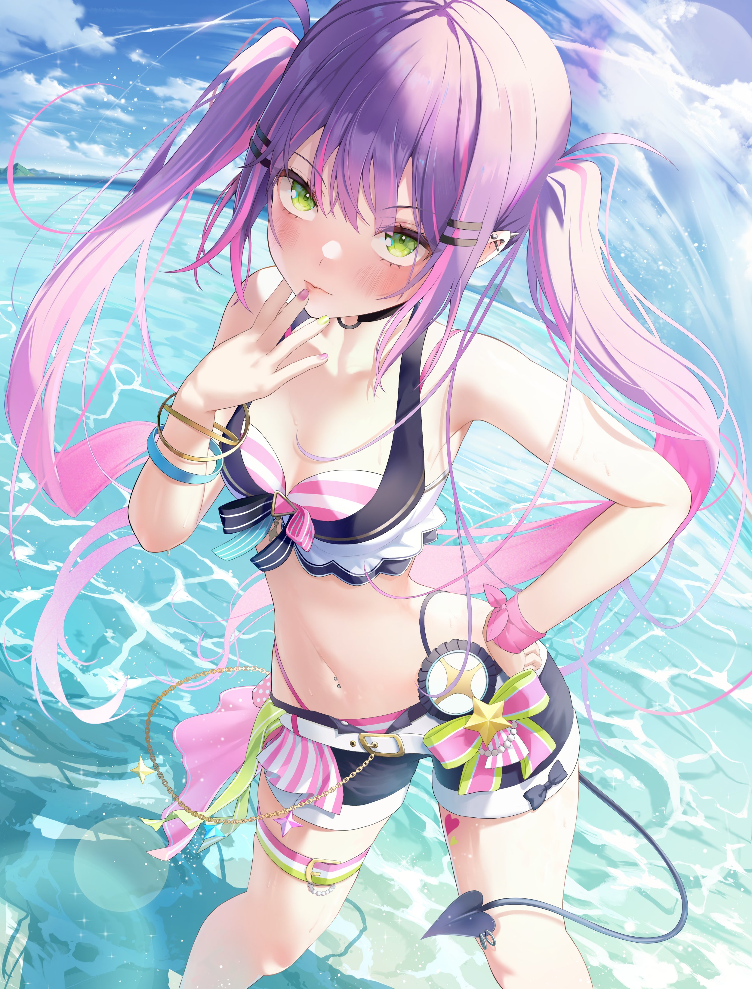 lukas reule, tokoyami towa, hololive, absurdres, highres, hololive summer 2023 swimsuit, swimsuit, virtual youtuber