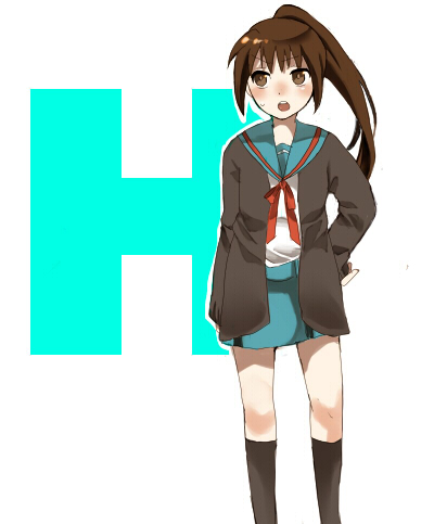 kyon, kyonko, suzumiya haruhi no yuuutsu, gender request, lowres, 00s, 1girl, cardigan, female focus, genderswap, ponytail, school uniform, serafuku, solo