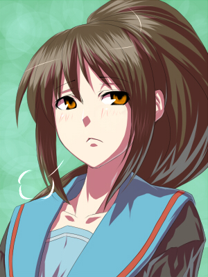 tro (trombe), kyon, kyonko, suzumiya haruhi no yuuutsu, gender request, lowres, 00s, 1girl, female focus, genderswap, ponytail, school uniform, serafuku, solo