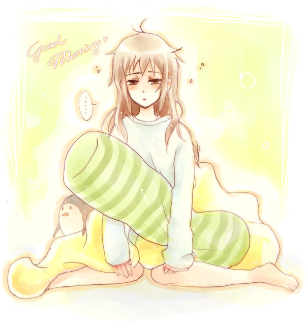 yin xing zi, kyon, kyonko, suzumiya haruhi no yuuutsu, gender request, 00s, 1girl, female focus, genderswap, gradient background, morning, solo