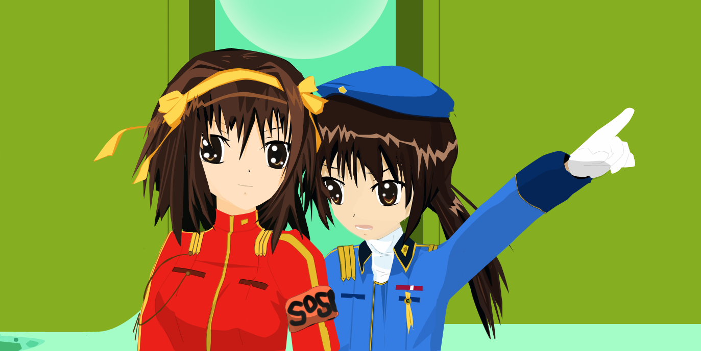 kyon, kyonko, suzumiya haruhi, suzumiya haruhi no yuuutsu, gender request, 00s, 2girls, bad anatomy, genderswap, multiple girls, poorly drawn