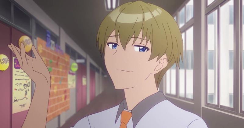 osananajimi ga zettai ni makenai lovecome, 1boy, abe mitsuru, hetero, male focus, ojos abiertos, ojos celestes, pelo corto, ropa blanca, smile