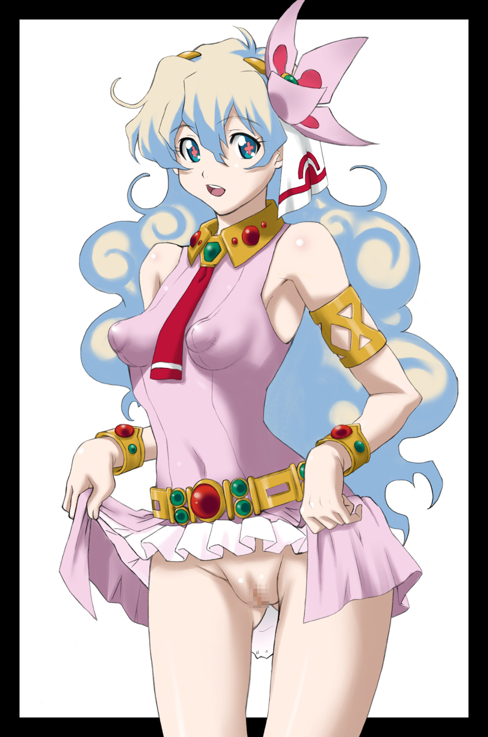 nia teppelin, tengen toppa gurren lagann, highres, 00s, blonde hair, censored, long hair