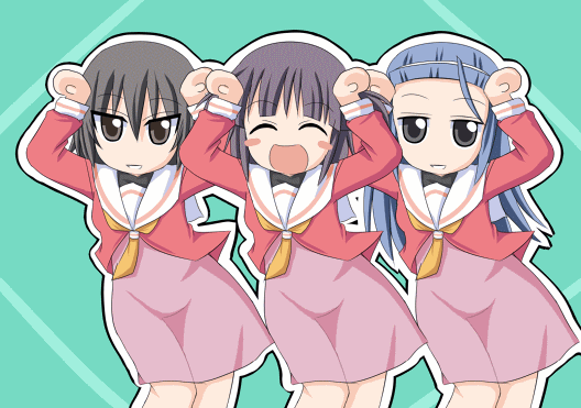 jun (aoerm), asakaze risa, hanabishi miki, segawa izumi, hayate no gotoku!, animated, animated gif, 00s, caramelldansen