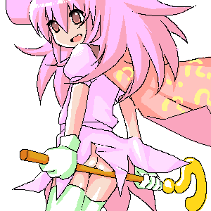 hatena yousei, benesse, lowres, 1girl, female focus, oekaki, pink hair, solo, thighhighs