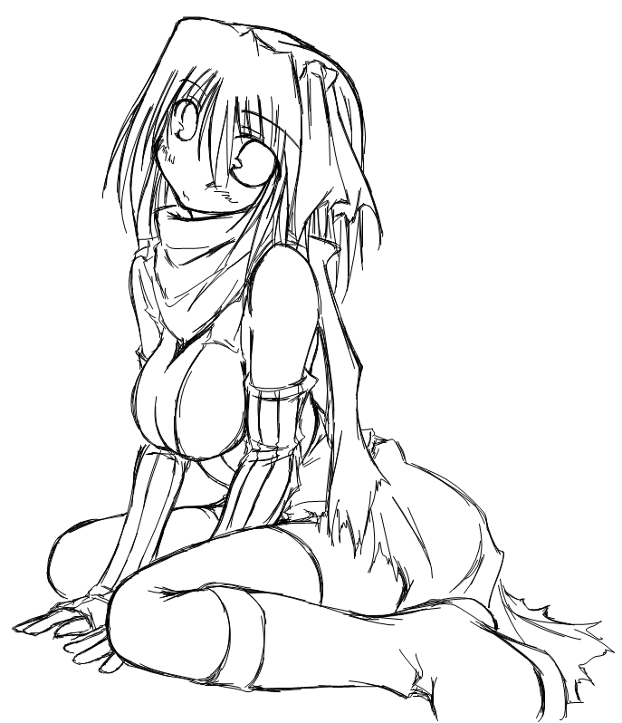 kaminagi (kaminagi-tei), assassin (ragnarok online), ragnarok online, 1girl, assassin, female focus, greyscale, monochrome, solo, thighhighs