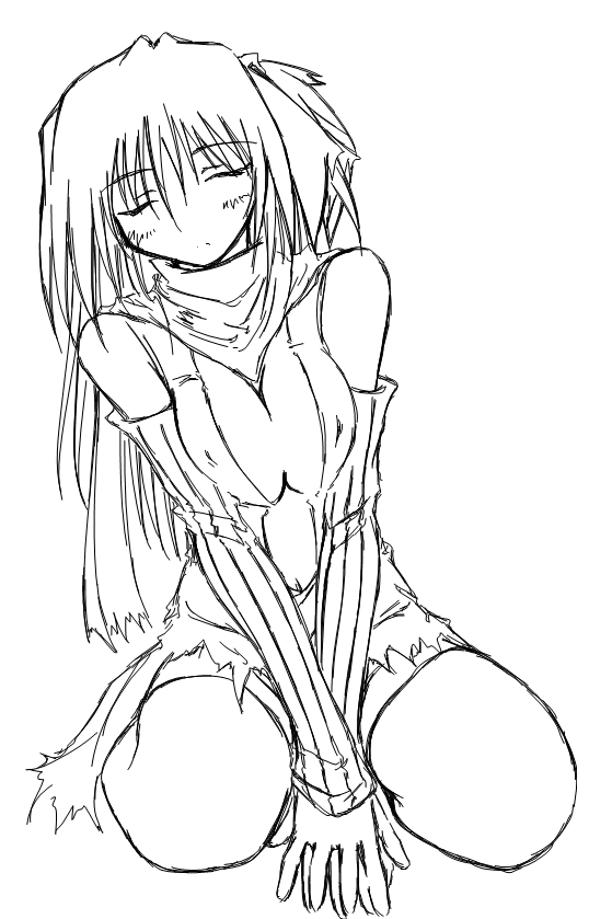 kaminagi (kaminagi-tei), assassin (ragnarok online), ragnarok online, 1girl, assassin, female focus, greyscale, monochrome, solo, thighhighs