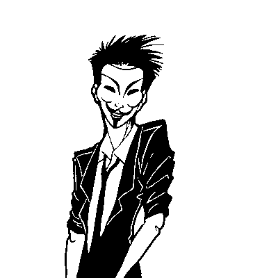 epic fail guy, epic win guy, 4chan, v for vendetta, lowres, non-web source, formal clothes, greyscale, guy fawkes mask, male focus, mask, monochrome, solo, suit