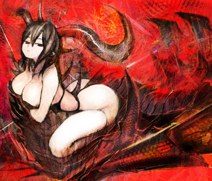kodama yuuki, original, ass, breasts, cleavage, demon girl, horns, huge breasts, solo