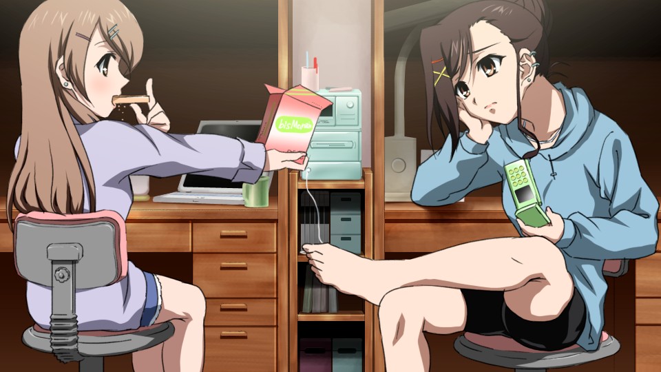 sanshita, sakurai kanade, sakurai yukino, candy boy, toe-point, 00s, 2girls, barefoot, bike shorts, feet, multiple girls, siblings, sisters, toes