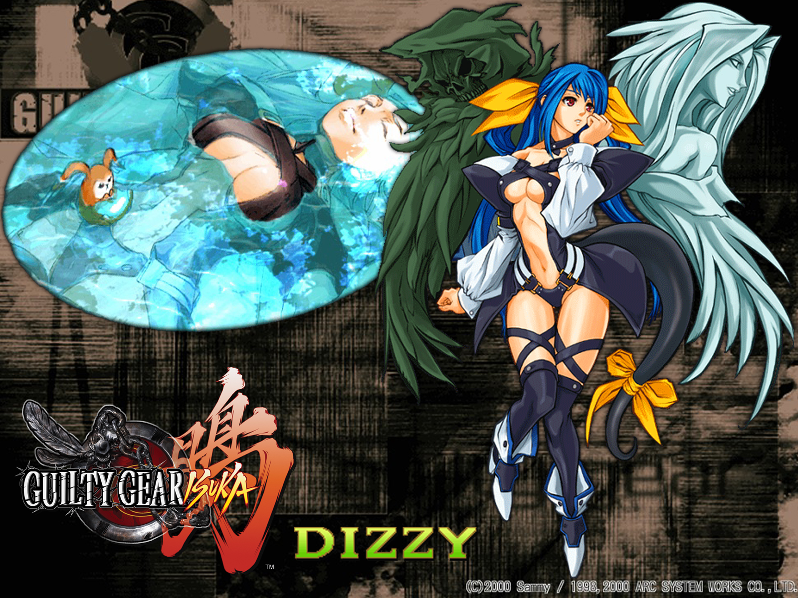 dizzy (guilty gear), necro (guilty gear), undine (guilty gear), arc system works, guilty gear, guilty gear isuka, highres, official art, official wallpaper, tagme