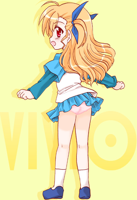kairakuen umenoka, vivio, lyrical nanoha, mahou shoujo lyrical nanoha, mahou shoujo lyrical nanoha strikers, 00s, panties, solo, underwear, upskirt