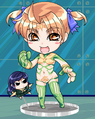 fukuzawa yumi, ogasawara sachiko, maria-sama ga miteru, lowres, 00s, 2girls, blush stickers, bodypaint, bottomless, chibi, looking at viewer, multiple girls, oekaki, school uniform, serafuku