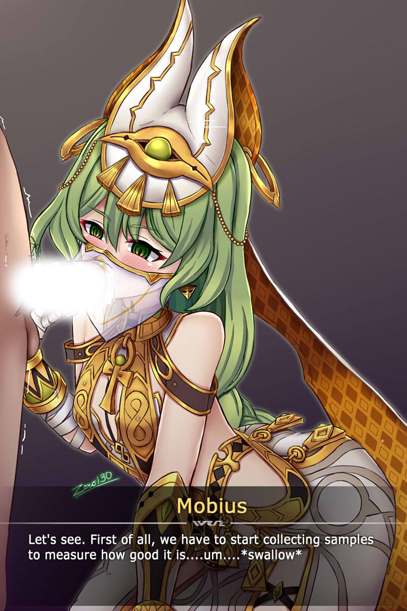 zero130rider, captain (honkai impact), mobius (honkai impact), honkai (series), honkai impact 3rd, highres, 1boy, 1girl, :d, arabian clothes, arm guards, bandaged arm, bandages, bare shoulders, braid, braided ponytail, claw ring, clothed female nude male, earrings, fellatio, fellatio under mask, green background, green eyes, green hair, grin, hetero, jewelry, long hair, looking at penis, mobius (scorching gravel) (honkai impact), mouth veil, nude, open mouth, oral, smile, solo focus, teeth, veil