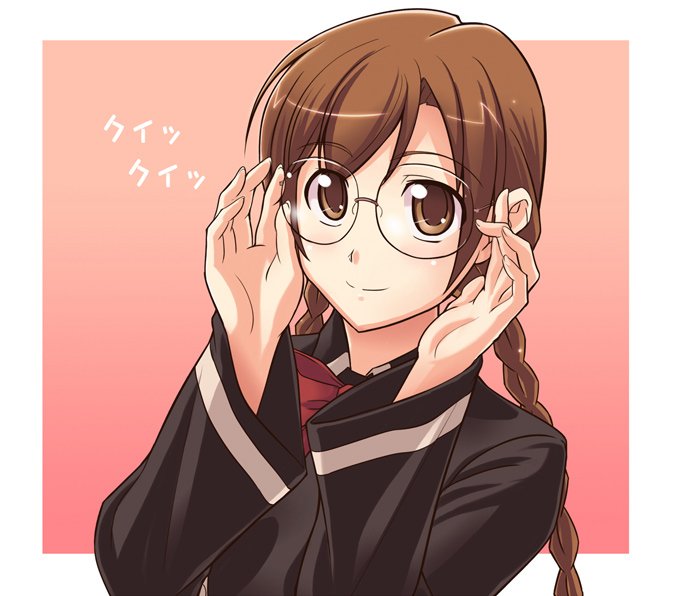 e20, clala, quiz magic academy, adjusting eyewear, braid, glasses, solo, twin braids