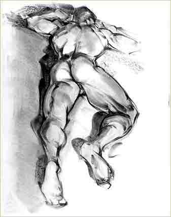 lowres, tagme, 1boy, ass, male focus, monochrome, nude, solo