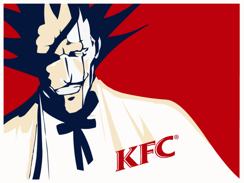 colonel sanders, zaraki kenpachi, bleach, kfc, 1boy, cosplay, crossover, eyepatch, grin, male focus, parody, scar, scar across eye, scar on face, smile, solo, string tie, upper body