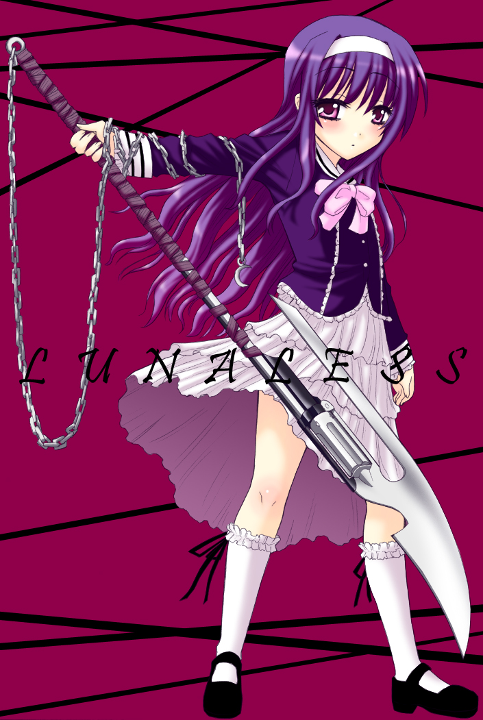 saki chisuzu, tsukimura suzuka, lyrical nanoha, mahou shoujo lyrical nanoha, 00s, chain, polearm, solo, weapon
