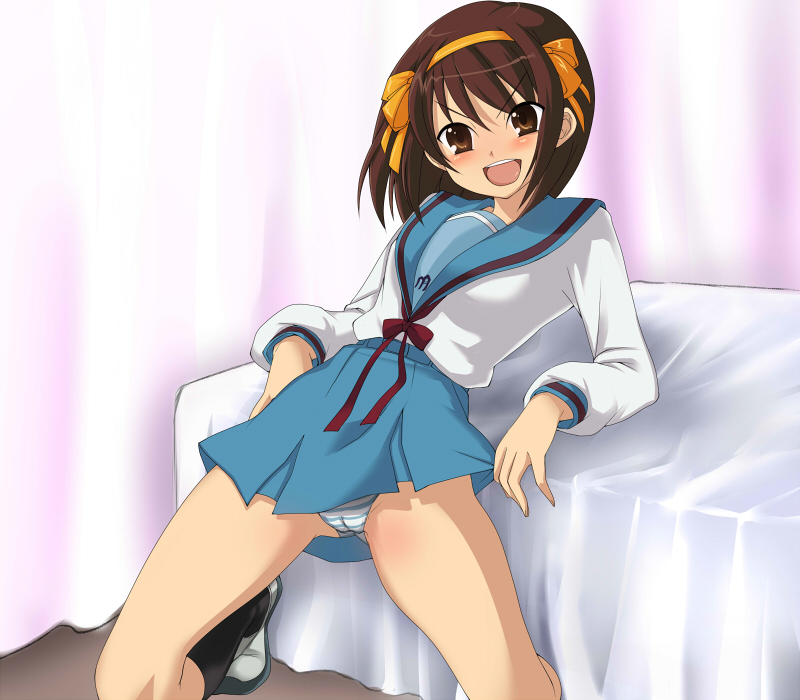suzumiya haruhi, suzumiya haruhi no yuuutsu, 00s, 1girl, cameltoe, female focus, panties, solo, underwear