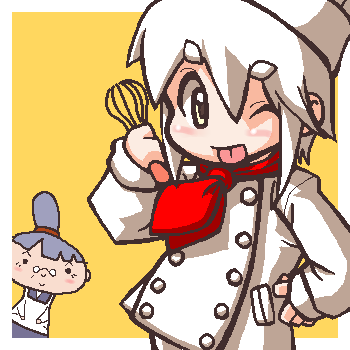 lowres, chef, necktie, oekaki, white hair
